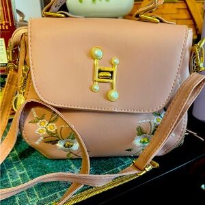 Elegant Pink Embroidered Handbag
